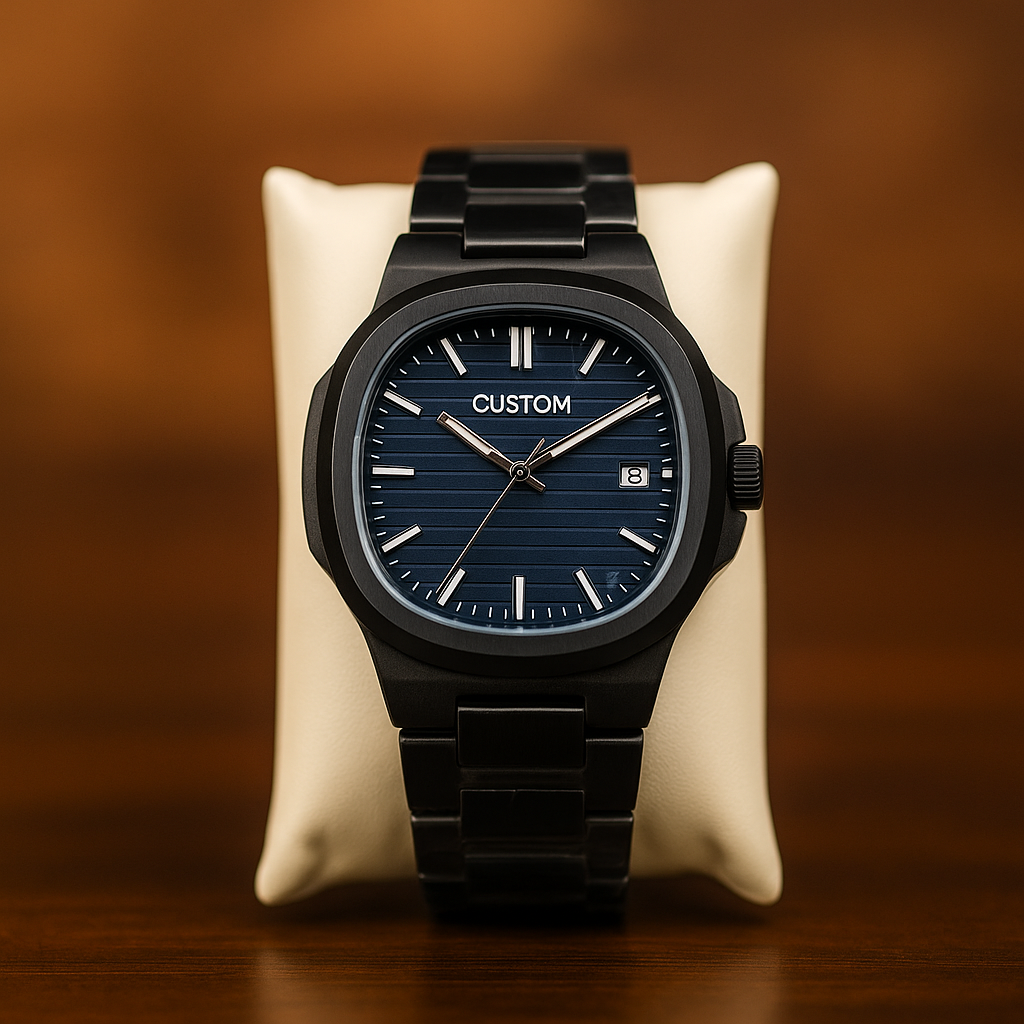 Fu$ion- Midnight Black Carbon Analog Watch – Blue Dial