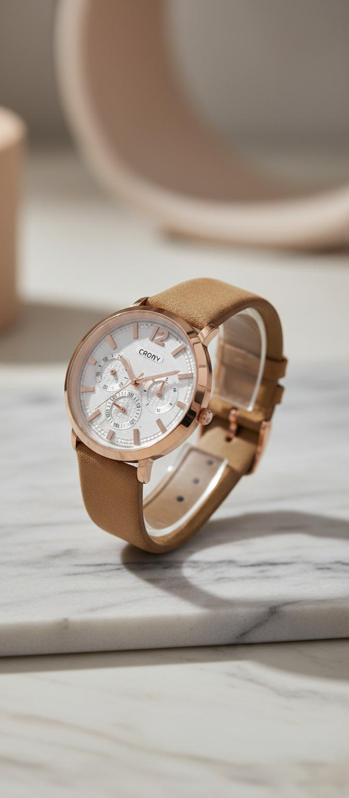 FU$ION | CRONY Full Chronograph Watch with Velvet Strap