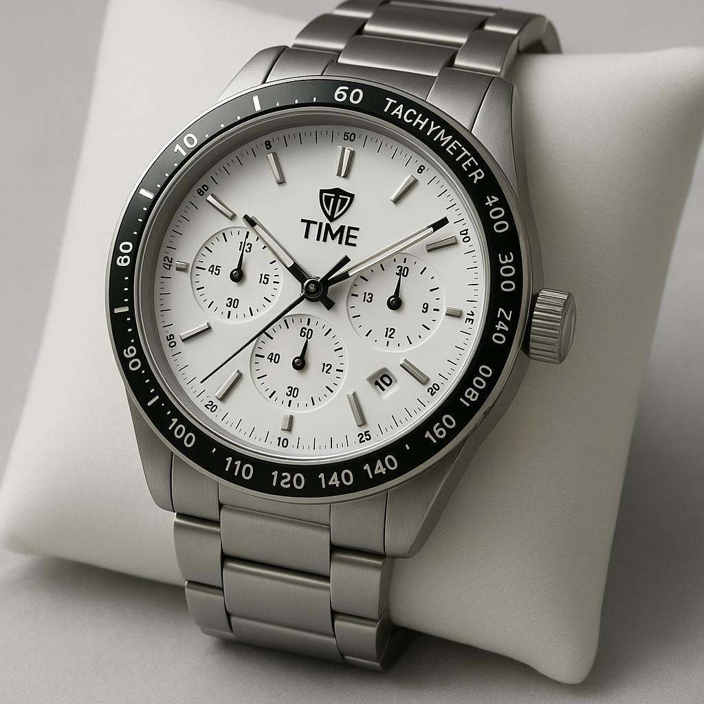 Fusion ChronoX Time Bold Men's Chronograph Watch – Silver Edition