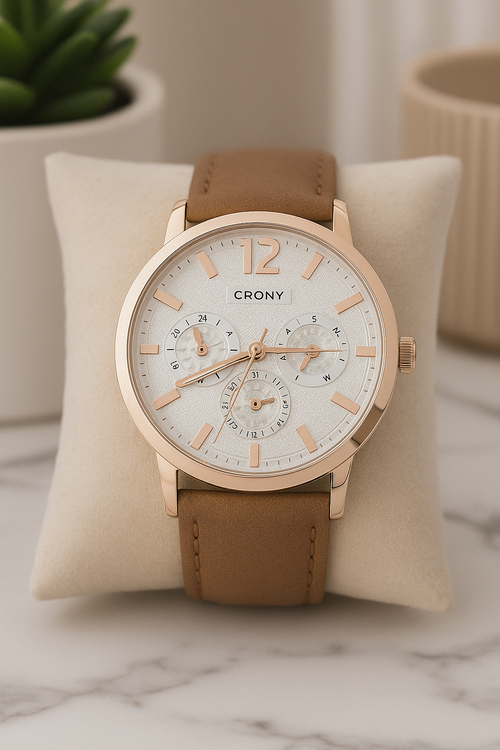 FU$ION | CRONY Full Chronograph Watch with Velvet Strap