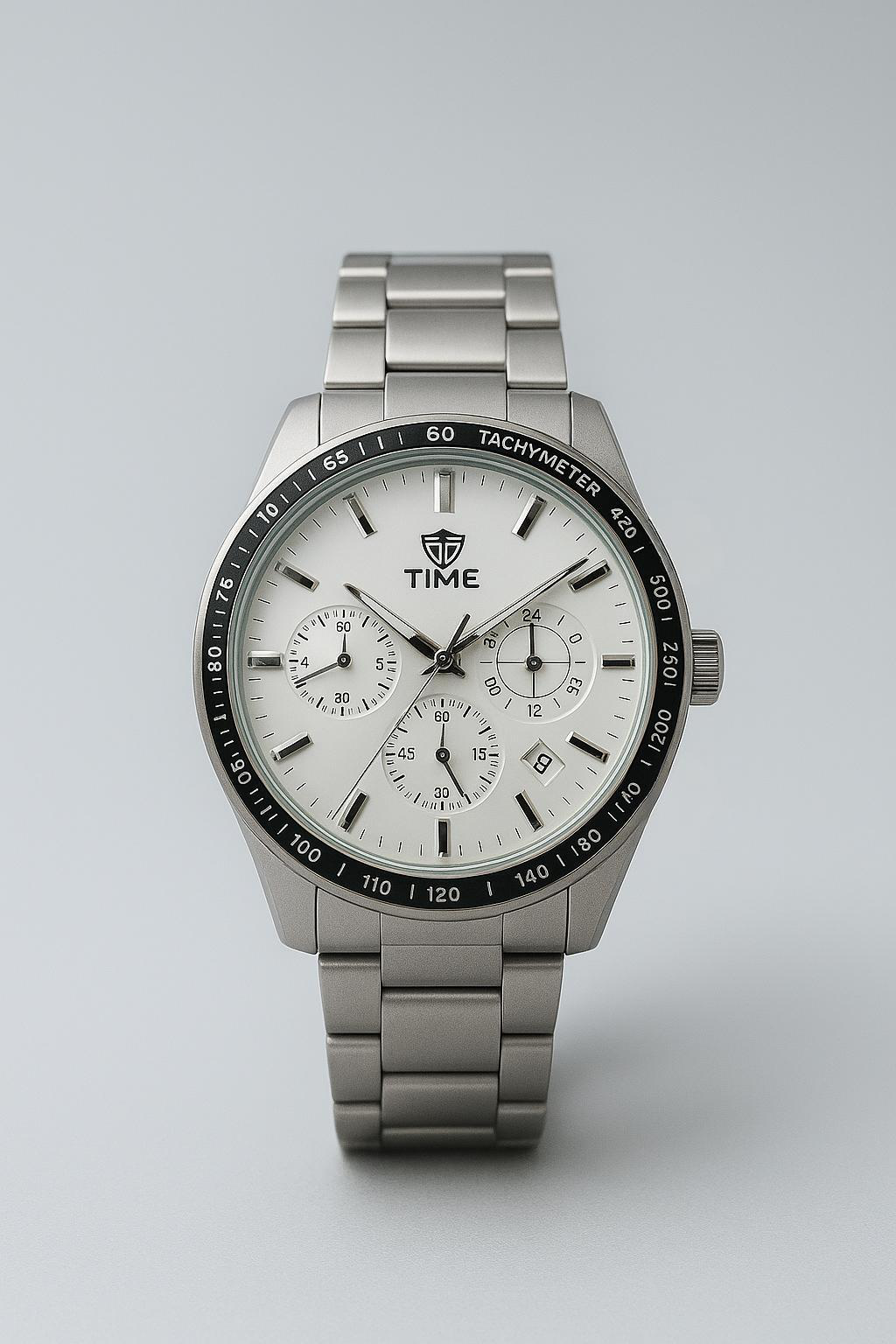 Fusion ChronoX Time Bold Men's Chronograph Watch – Silver Edition